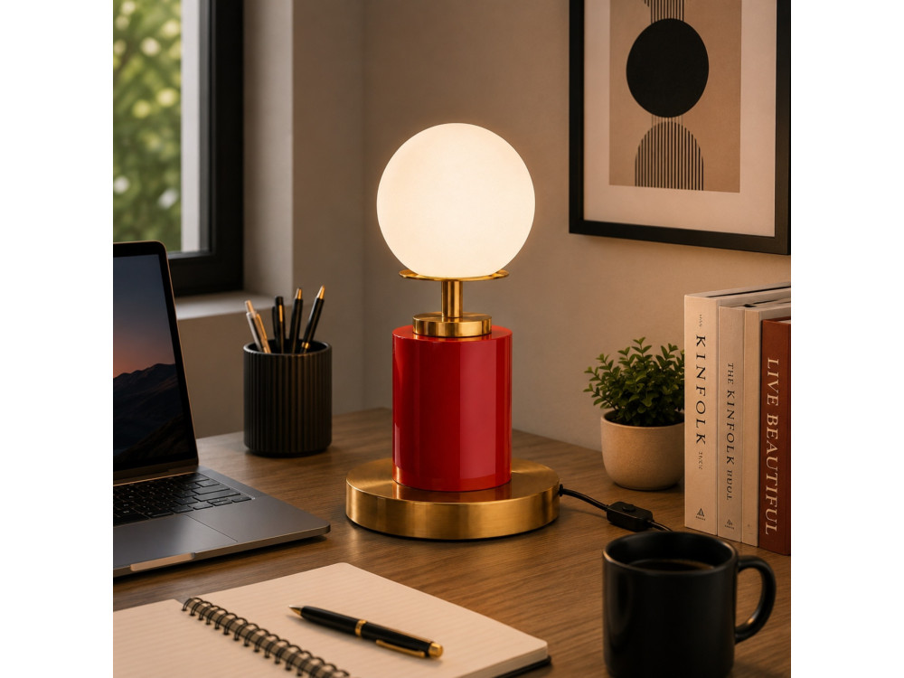 Tischlampe aus Metall „Moira“ – 17 x 17 x 34 cm – Rot