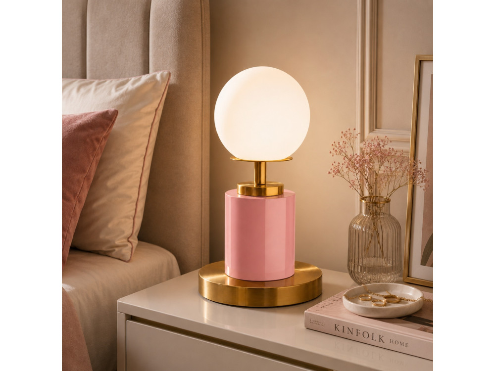 Tischlampe aus Metall „Moira“ – 17 x 17 x 34 cm – Rosa
