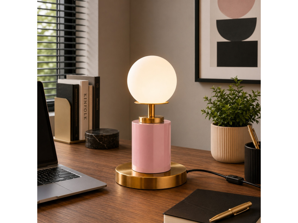 Tischlampe aus Metall „Moira“ – 17 x 17 x 34 cm – Rosa
