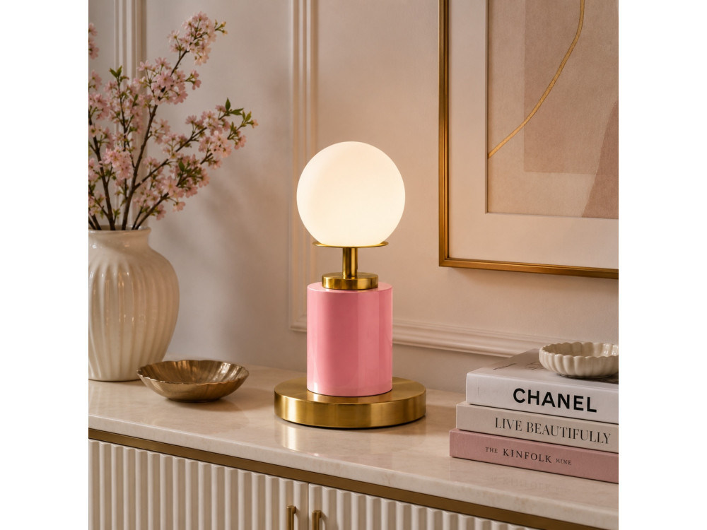 Tischlampe aus Metall „Moira“ – 17 x 17 x 34 cm – Rosa