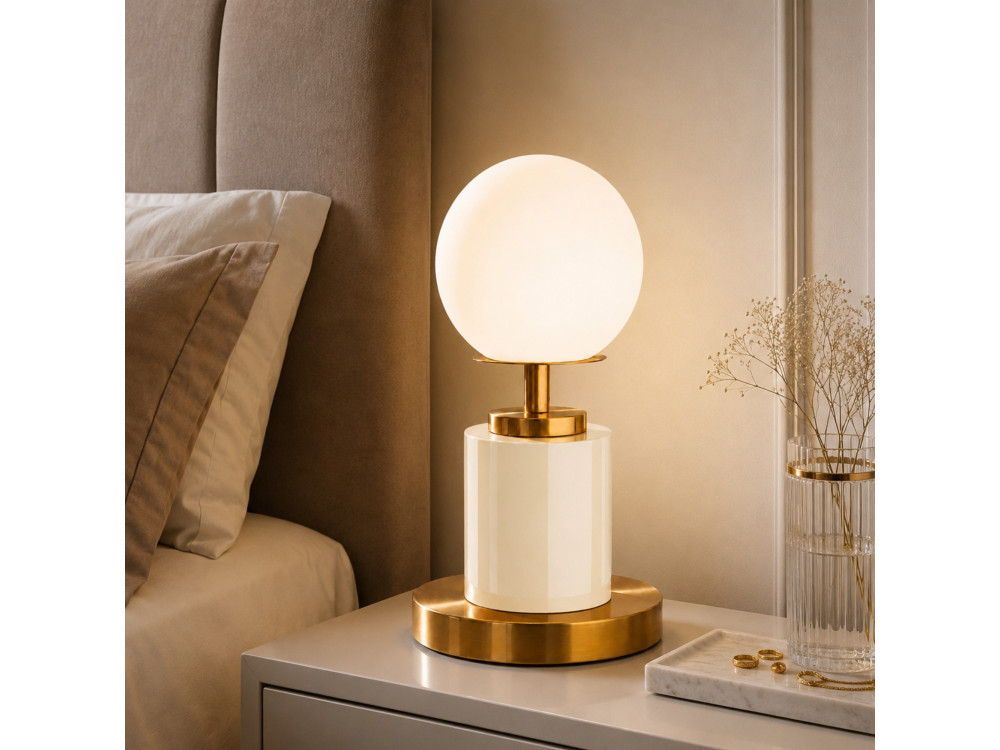 Tischlampe aus Metall „Moira“ – 17 x 17 x 34 cm – Beige