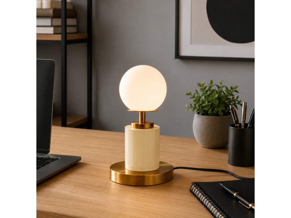 Tischlampe aus Metall „Moira“ – 17 x 17 x 34 cm – Beige