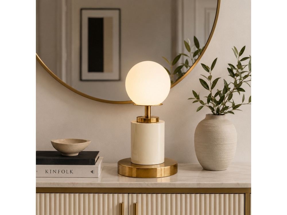 Tischlampe aus Metall „Moira“ – 17 x 17 x 34 cm – Beige