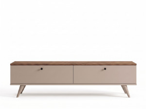 TV-Schrank aus Holz „Paris“ – 160 x 25 x 40 cm – Nussbaum / Kaschmir