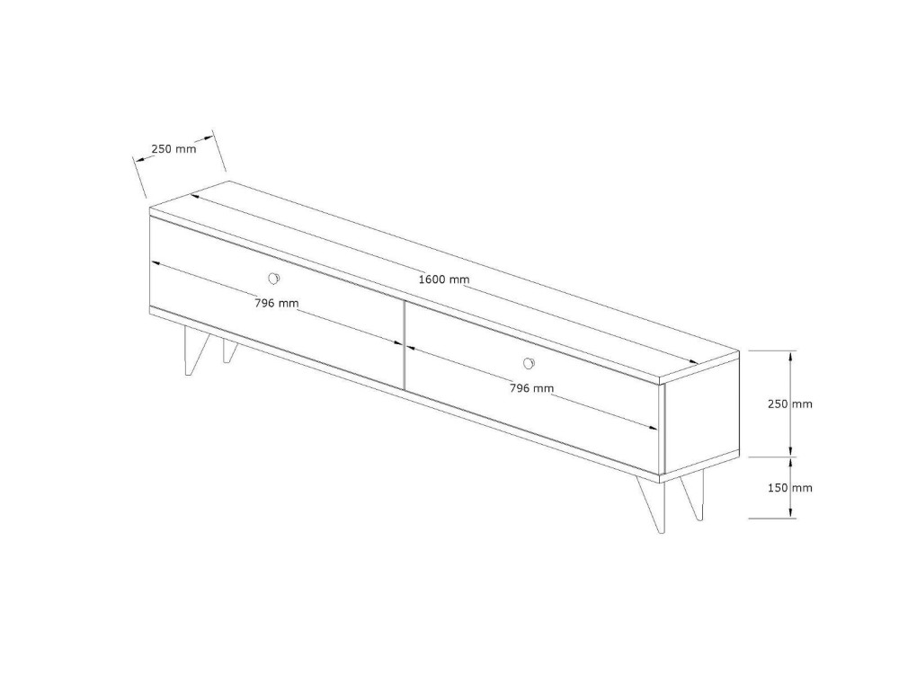 TV-Schrank aus Holz „Paris“ – 160 x 25 x 40 cm – Nussbaum / Kaschmir