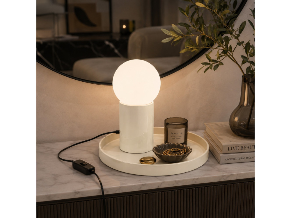 Tischlampe aus Metall „Tray“ – 20 x 20 x 17 cm – Beige