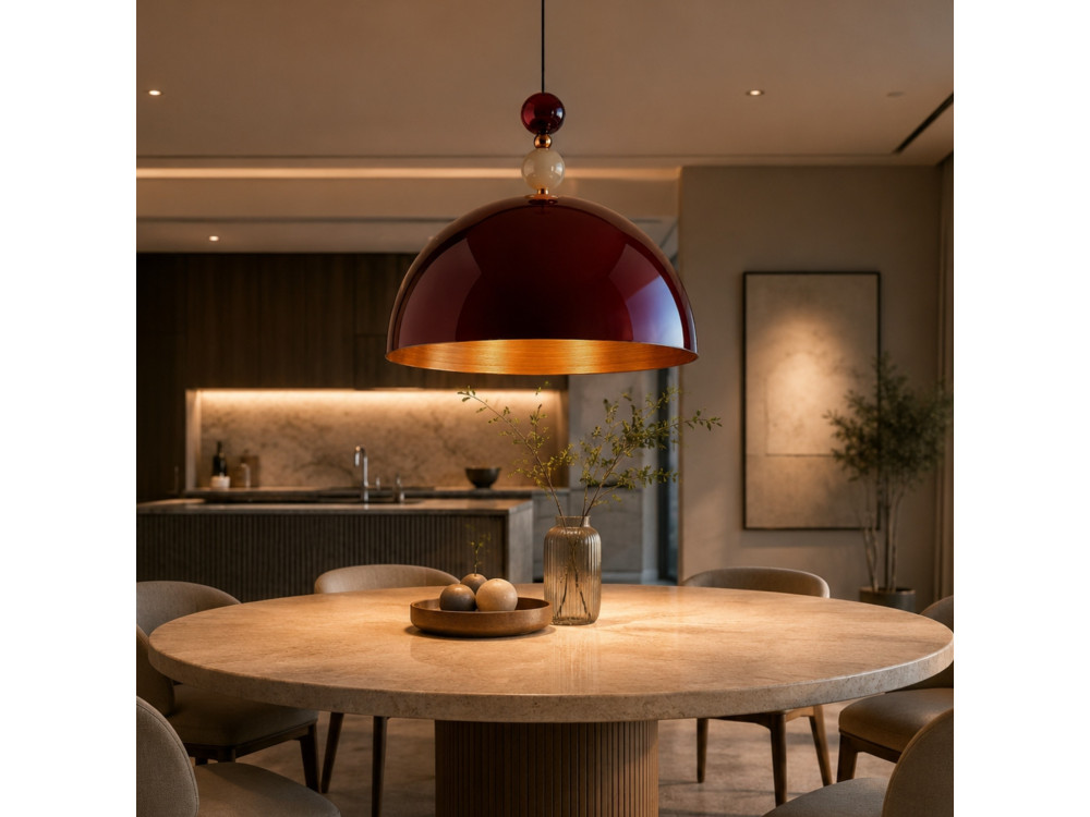 Metall-Hängeleuchte „Bubble“ – 60 x 60 cm – Bordeaux