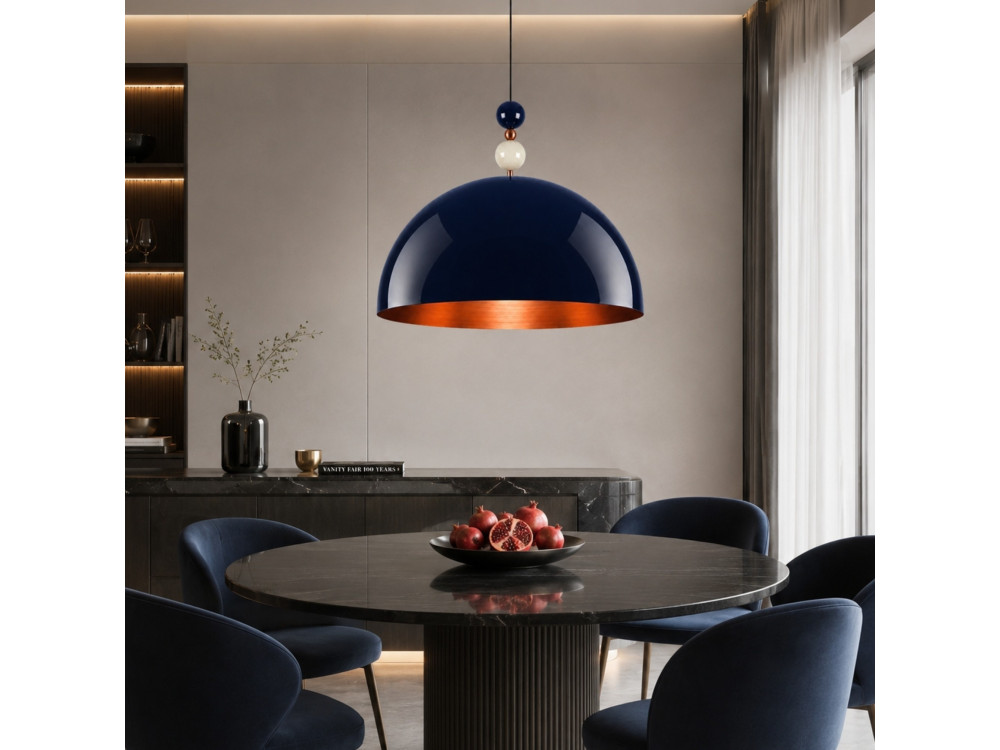Metall-Hängeleuchte „Bubble“ – 60 x 60 cm – Marineblau
