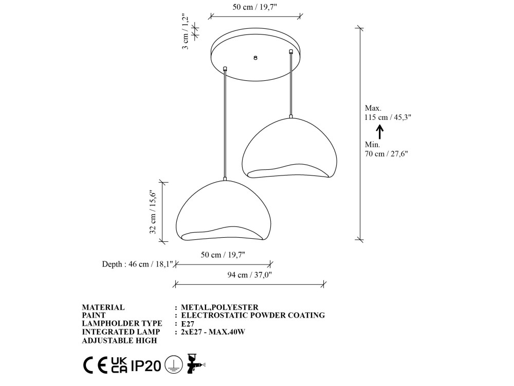 Metall-Kronleuchter „Lora“ – 82 x 82 cm – Weiß