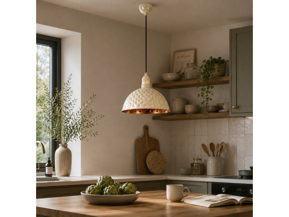 Metall-Hängeleuchte „Echo“ – 26 x 26 cm – Beige