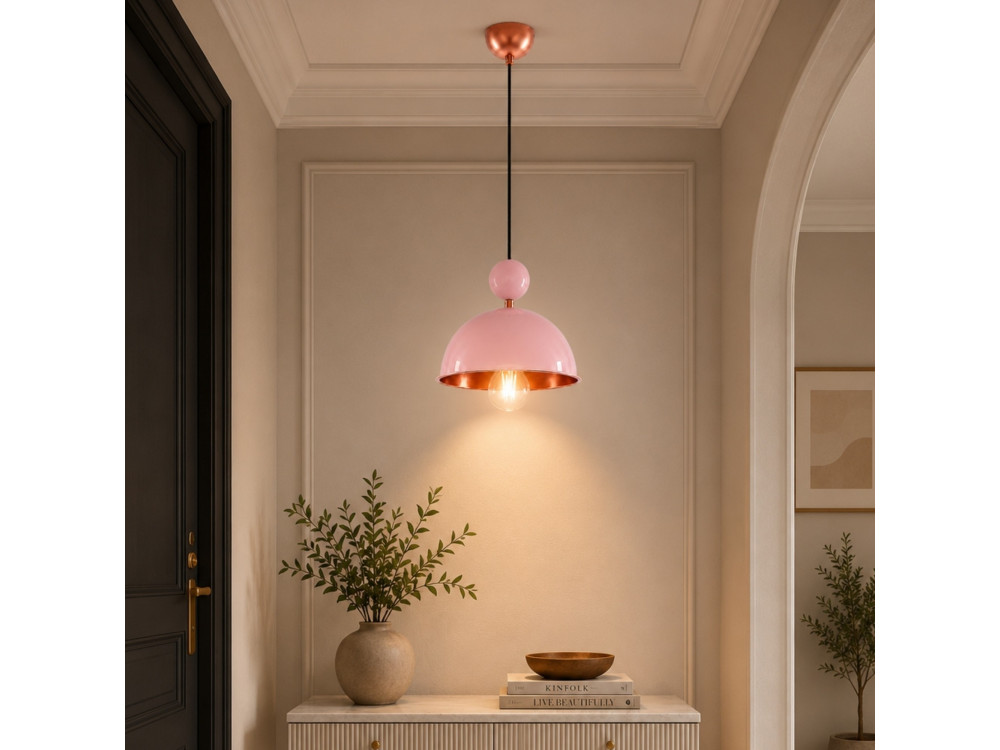 Metall-Hängeleuchte „Bubble“ – 21 x 21 cm – Rosa