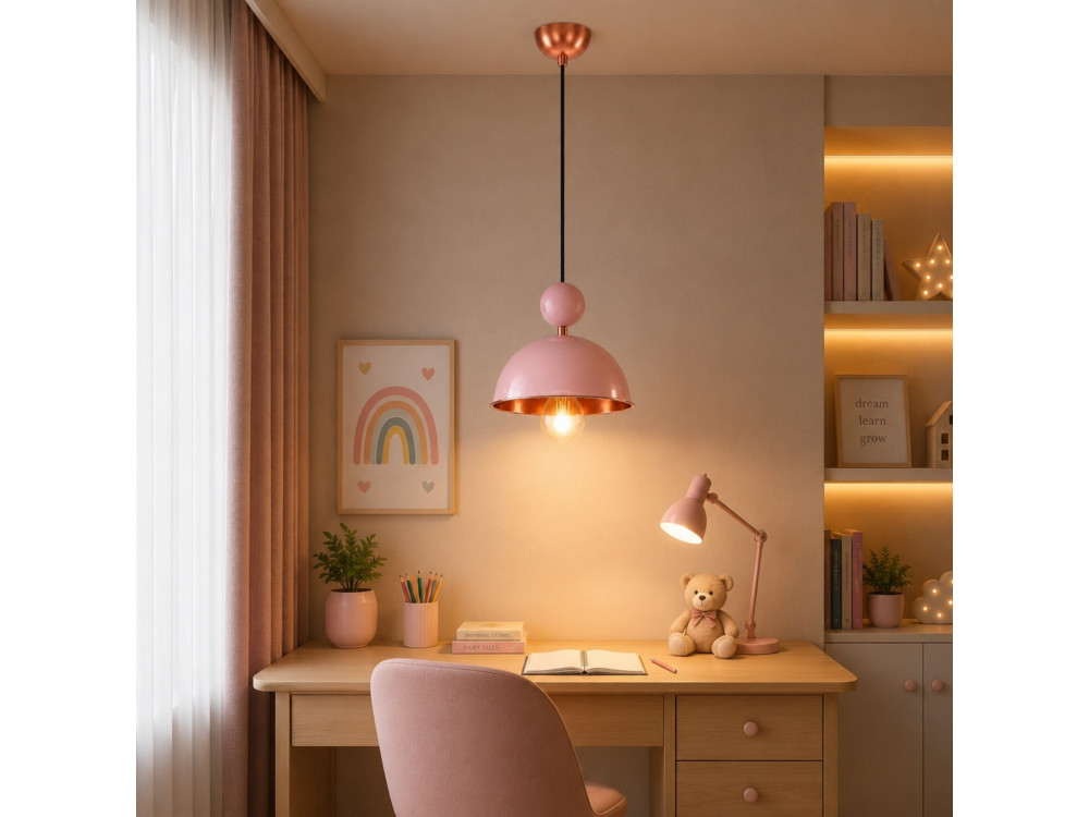 Metall-Hängeleuchte „Bubble“ – 21 x 21 cm – Rosa