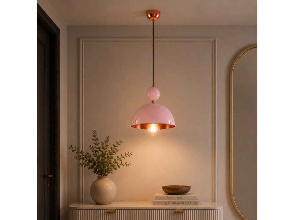 Metall-Hängeleuchte „Bubble“ – 21 x 21 cm – Rosa