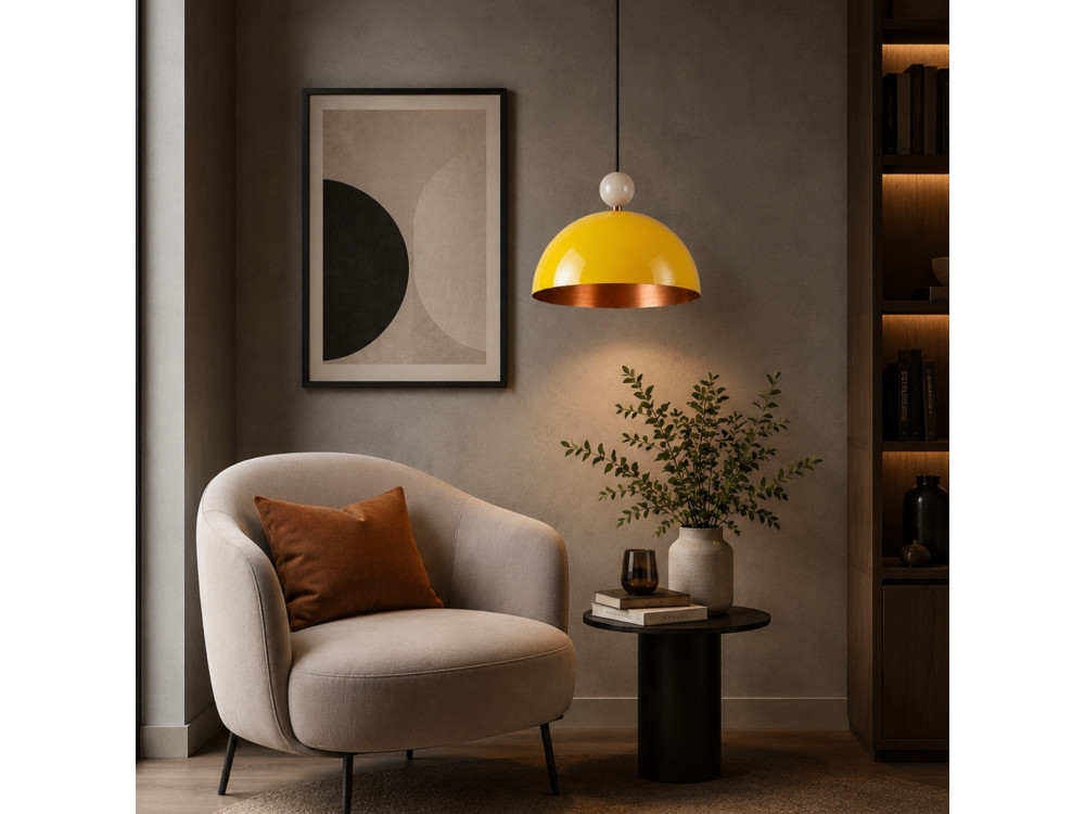Metall-Hängeleuchte „Bubble“ – 40 x 40 cm – Gelb