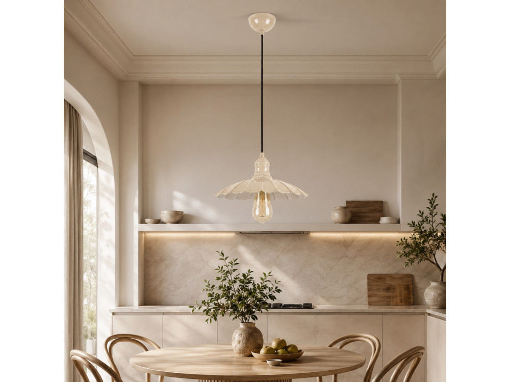 Metall-Hängeleuchte „Volan“ – 25 x 25 cm – Beige