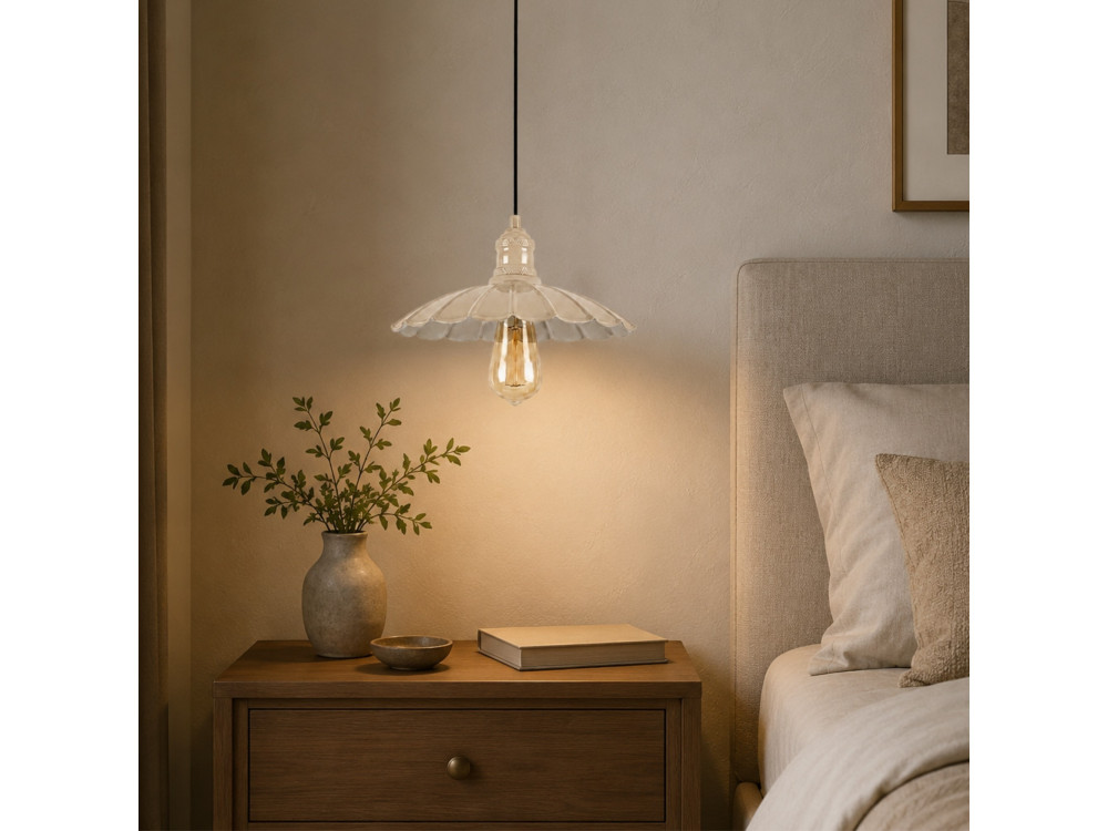 Metall-Hängeleuchte „Volan“ – 25 x 25 cm – Beige