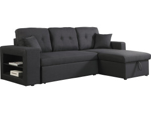 Ecksofa reversibel mit Schlaffunktion "Axel" - 3-Sitzer - Schwarz