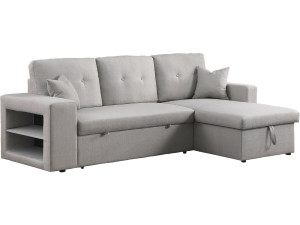 Ecksofa reversibel mit Schlaffunktion "Axel" - 3-Sitzer - Hellgrau