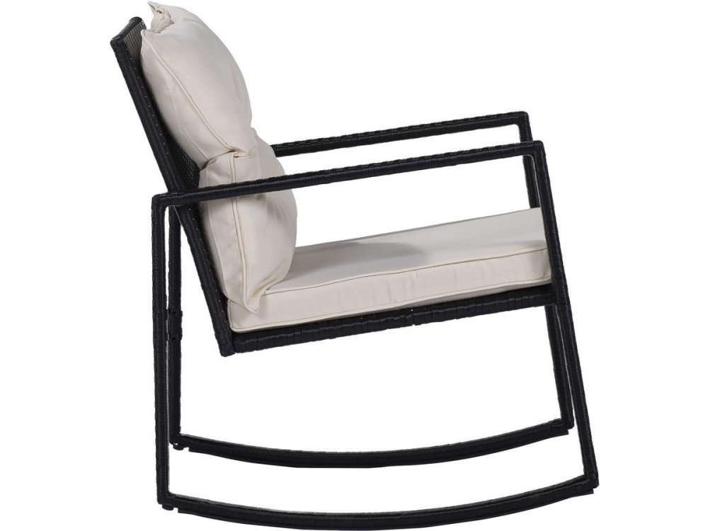 Gartenlounge mit 2 Schaukelstühlen "Sami" - Schwarz/Beige