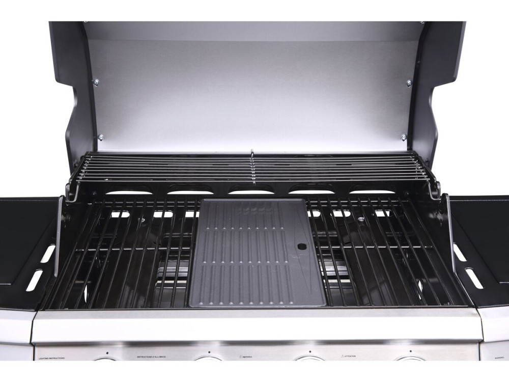 Gasgrill "Bingo 5" - 5 Brenner davon 1 Seitenbrenner - 15,2 kW + Schutzhülle - Schwarz