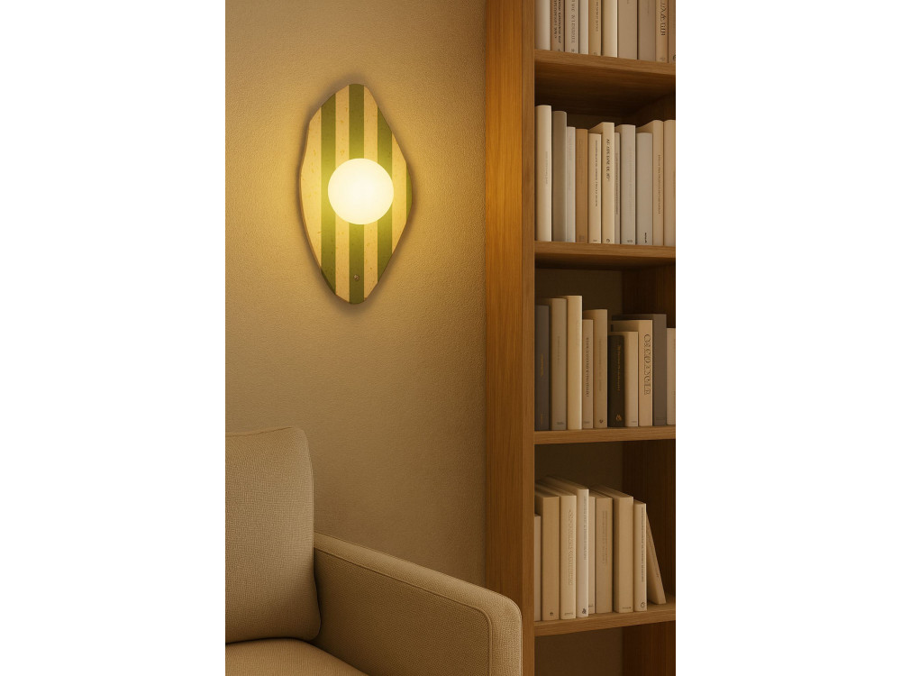 Wandleuchte aus Travertin „Espe“ – Beige / Weiß / Grün
