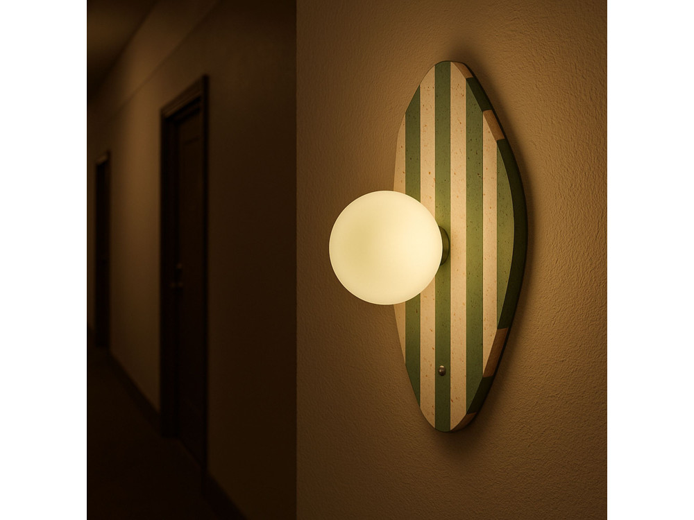 Wandleuchte aus Travertin „Espe“ – Beige / Weiß / Grün