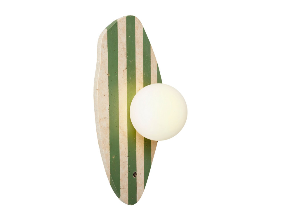 Wandleuchte aus Travertin „Espe“ – Beige / Weiß / Grün