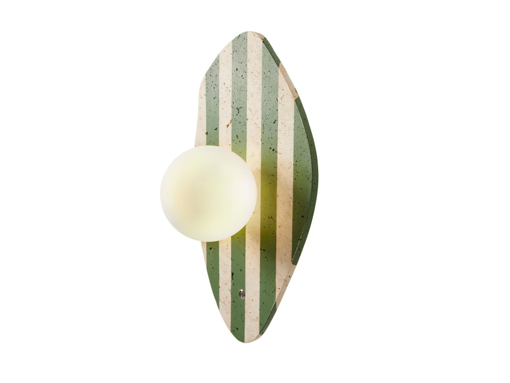 Wandleuchte aus Travertin „Espe“ – Beige / Weiß / Grün