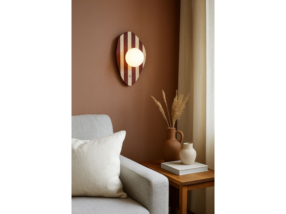 Wandleuchte aus Travertin „Push“ – Beige / Weiß / Rot