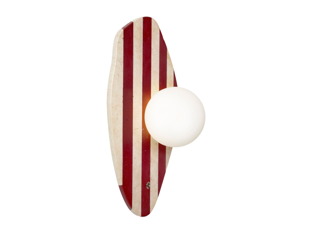 Wandleuchte aus Travertin „Push“ – Beige / Weiß / Rot