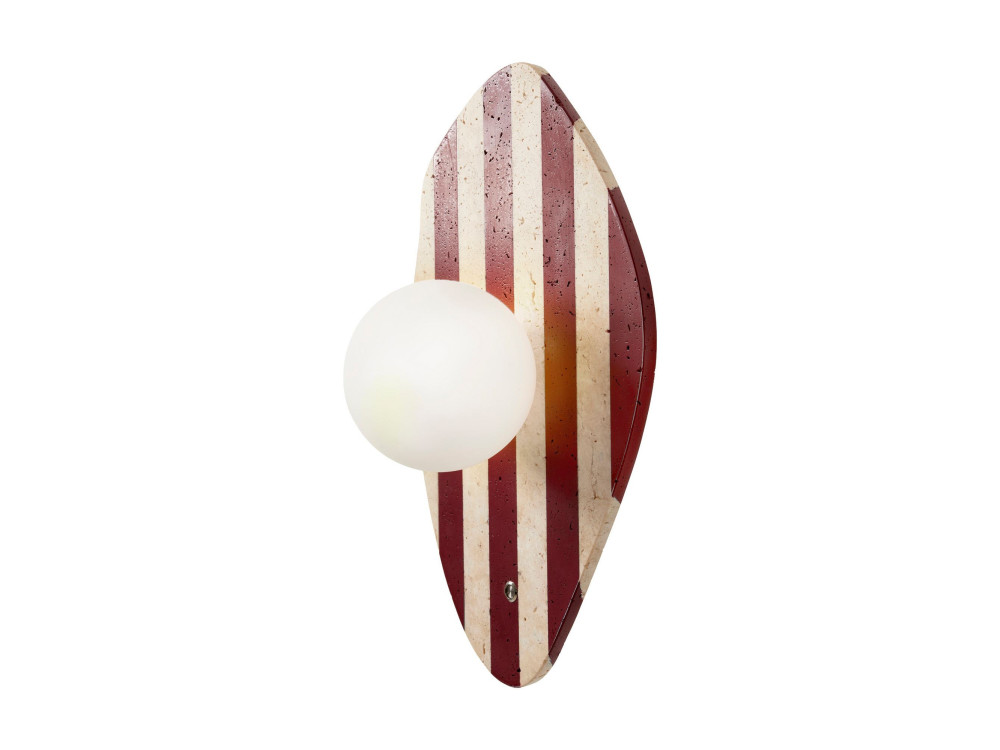 Wandleuchte aus Travertin „Push“ – Beige / Weiß / Rot