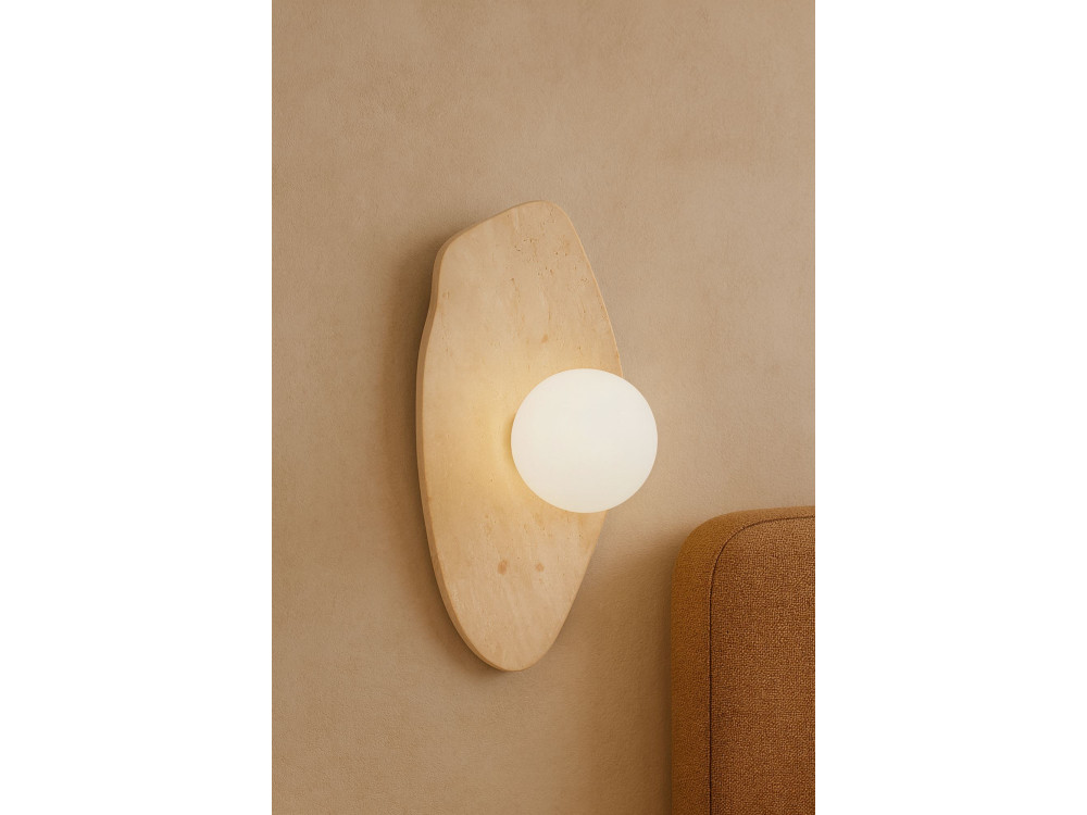 Wandleuchte aus Travertin „Busy“ – Beige / Weiß