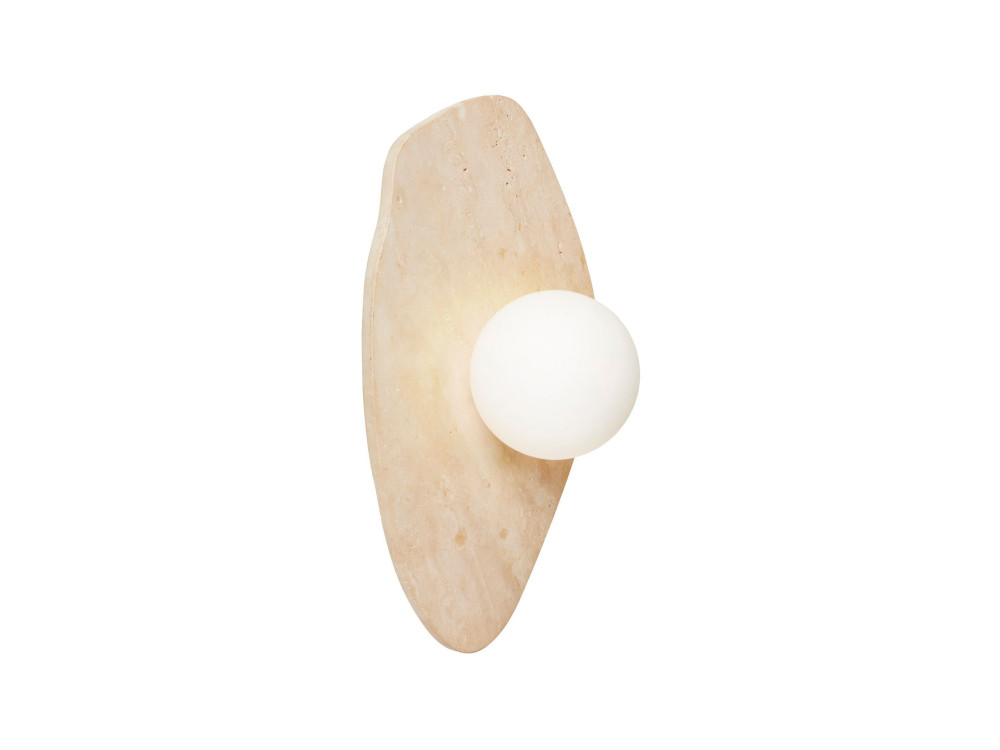 Wandleuchte aus Travertin „Busy“ – Beige / Weiß