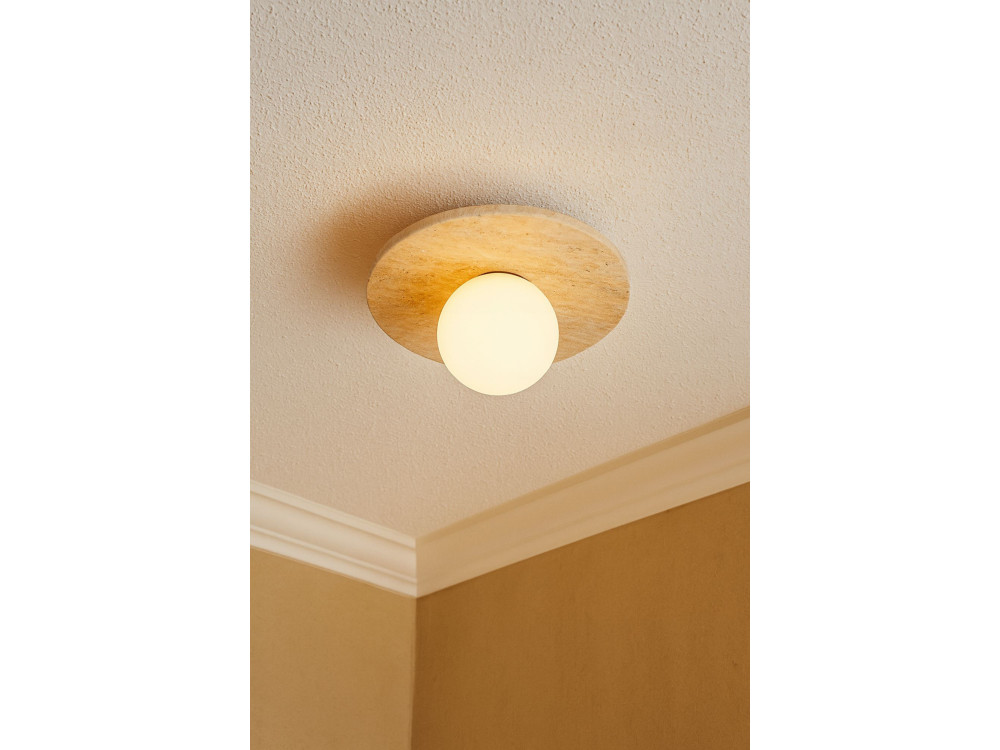 Deckenleuchte aus Travertin „Tor-Tun“ – Beige / Weiß