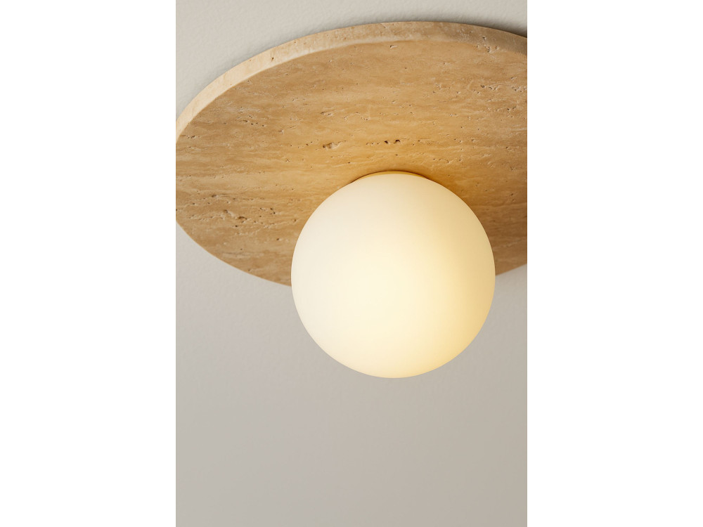 Deckenleuchte aus Travertin „Tor-Tun“ – Beige / Weiß