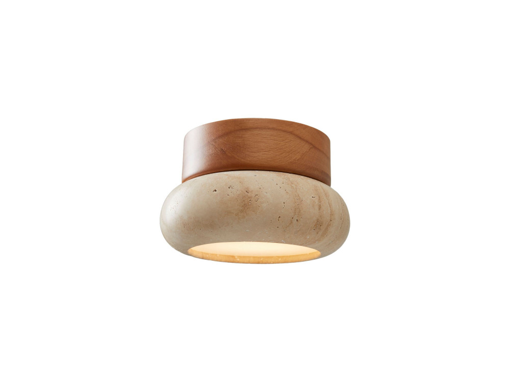 Holzdeckenleuchte „Worm-S“ – Eiche / Beige