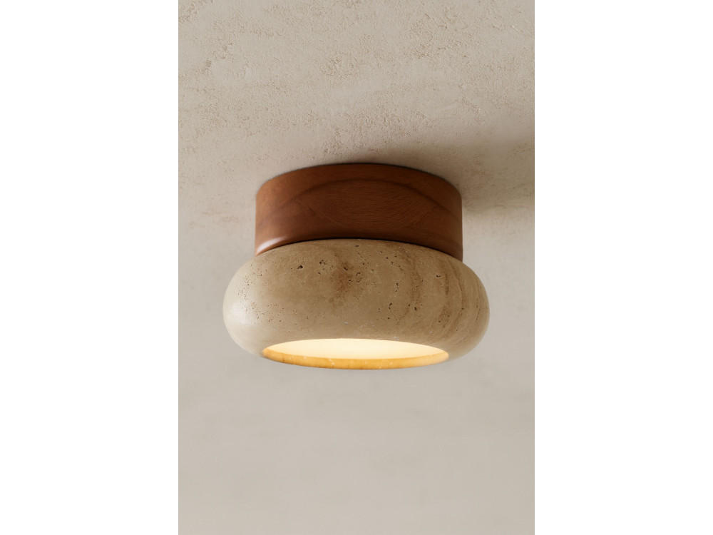 Holzdeckenleuchte „Worm-S“ – Eiche / Beige