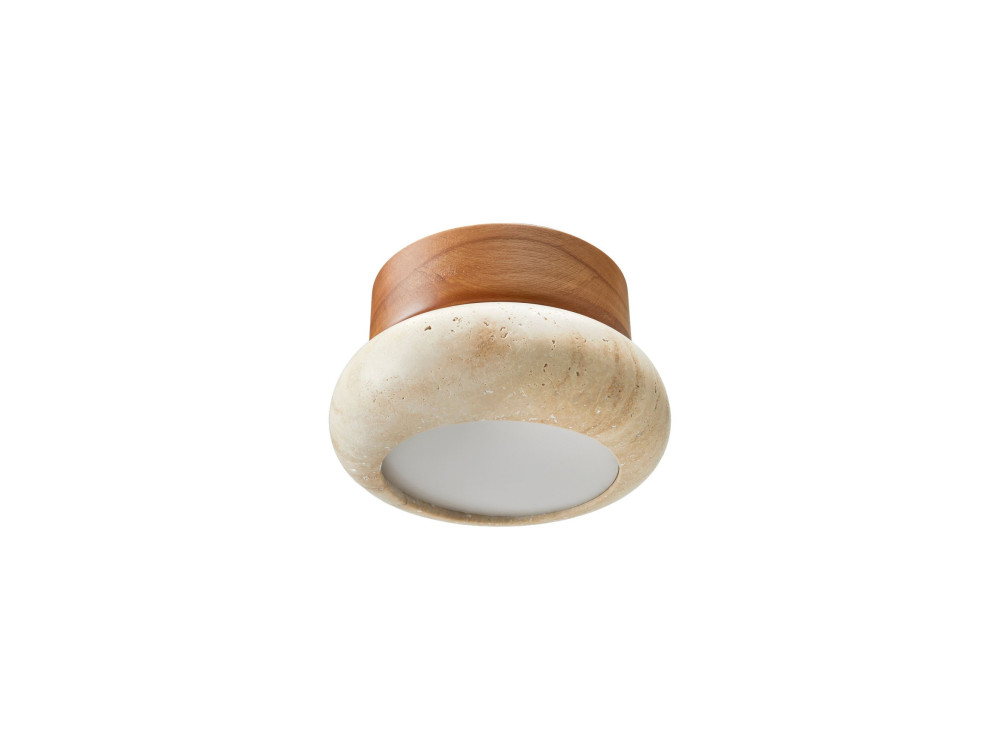 Holzdeckenleuchte „Worm-S“ – Eiche / Beige