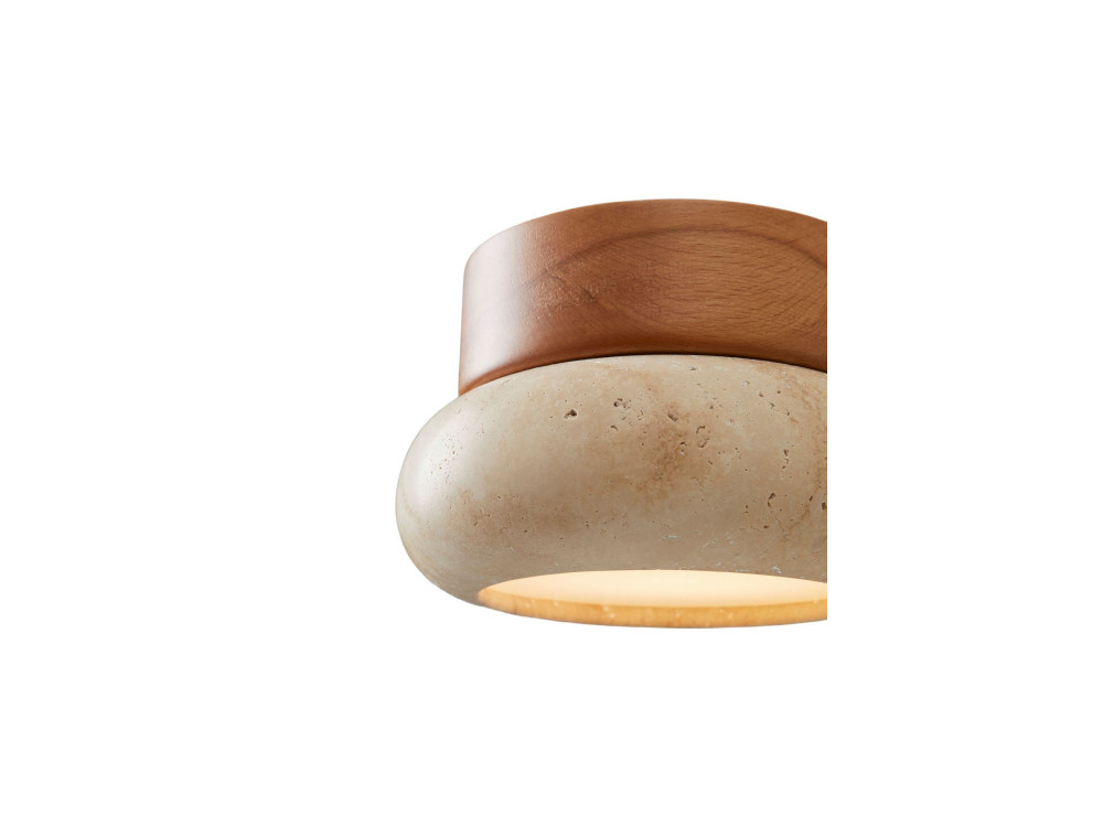 Holzdeckenleuchte „Worm-S“ – Eiche / Beige