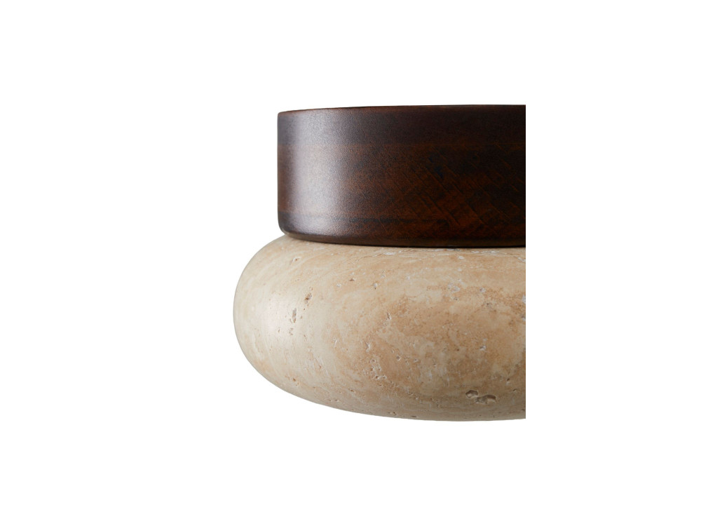 Holzdeckenleuchte „Worm-S“ – Nussbaum / Beige