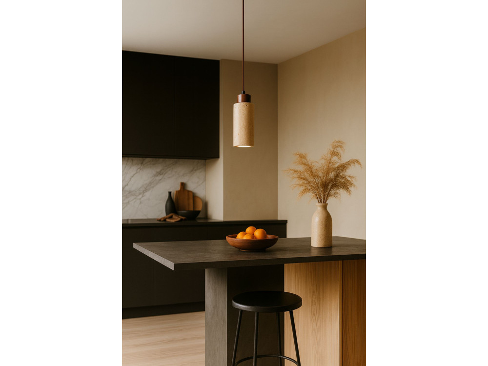 Hängeleuchte aus Holz „Babil“ – Beige / Nussbaum