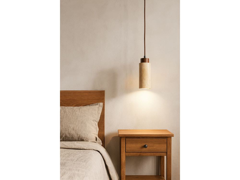 Hängeleuchte aus Holz „Babil“ – Beige / Nussbaum
