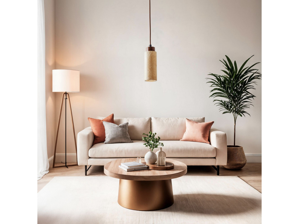 Hängeleuchte aus Holz „Babil“ – Beige / Nussbaum