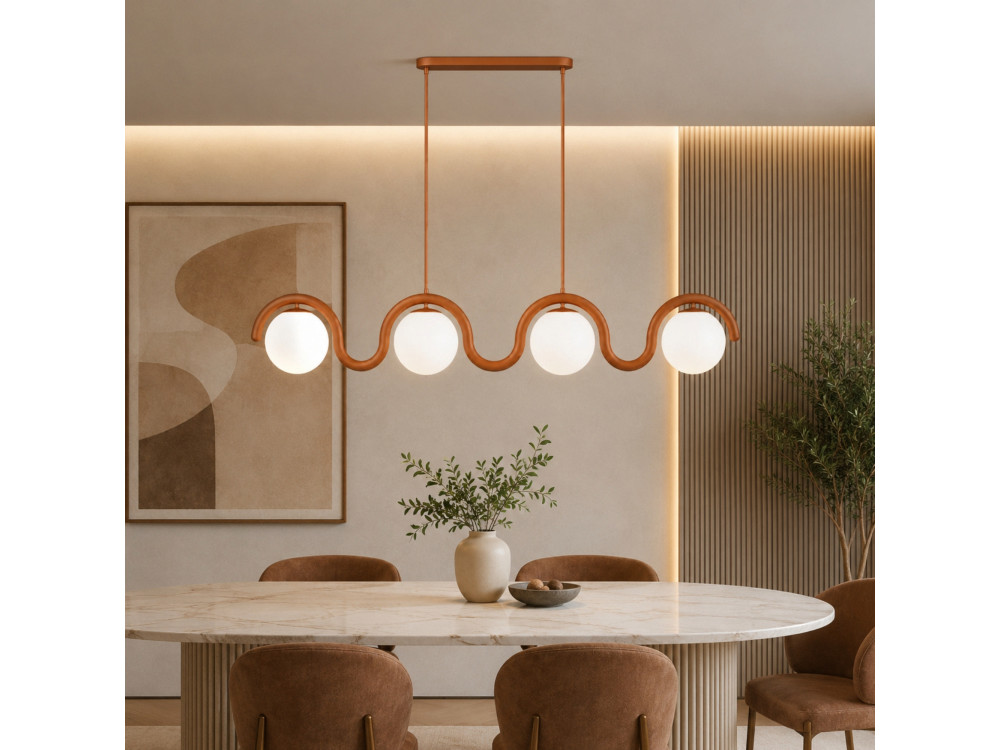 Metall-Kronleuchter „GEDIK-20443“ – 110 x 17 cm – Braun / Orange