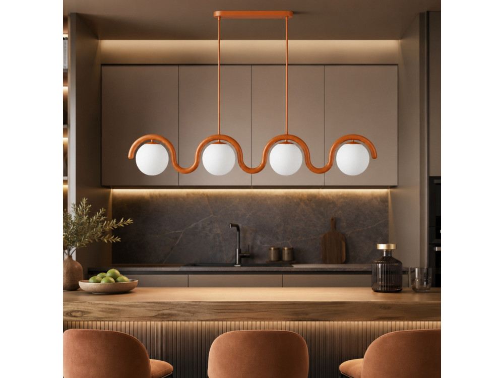 Metall-Kronleuchter „GEDIK-20443“ – 110 x 17 cm – Braun / Orange