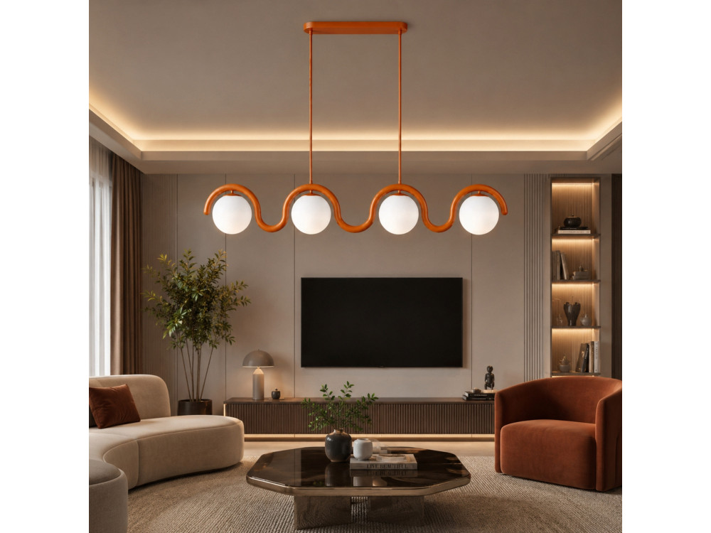 Metall-Kronleuchter „GEDIK-20443“ – 110 x 17 cm – Braun / Orange