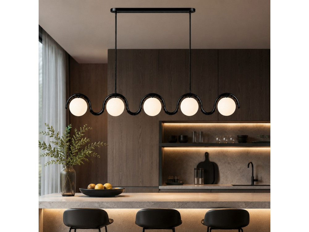 Metall-Kronleuchter „GEDIK-20444“ – 140 x 17 cm – Schwarz
