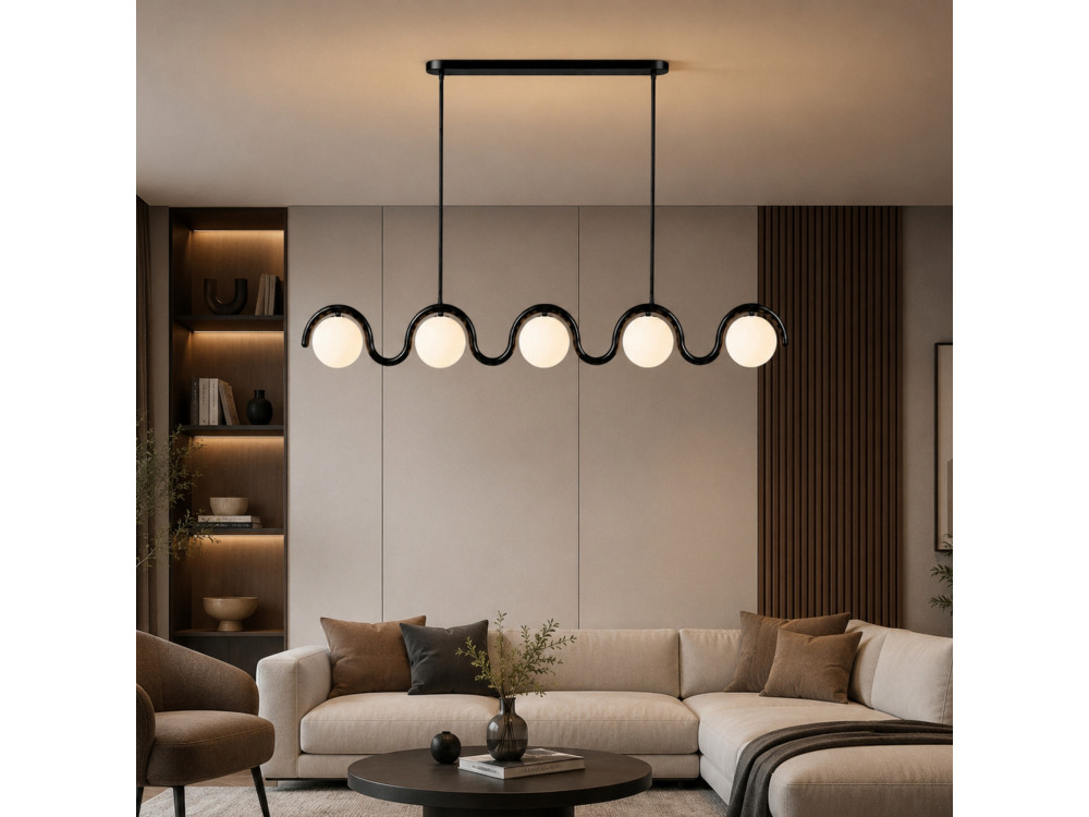 Metall-Kronleuchter „GEDIK-20444“ – 140 x 17 cm – Schwarz