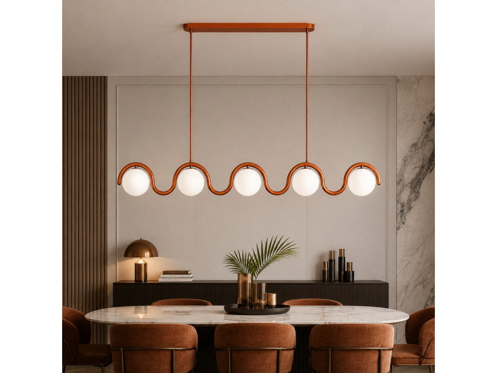 Metall-Kronleuchter „GEDIK-20444“ – 140 x 17 cm – Braun / Orange