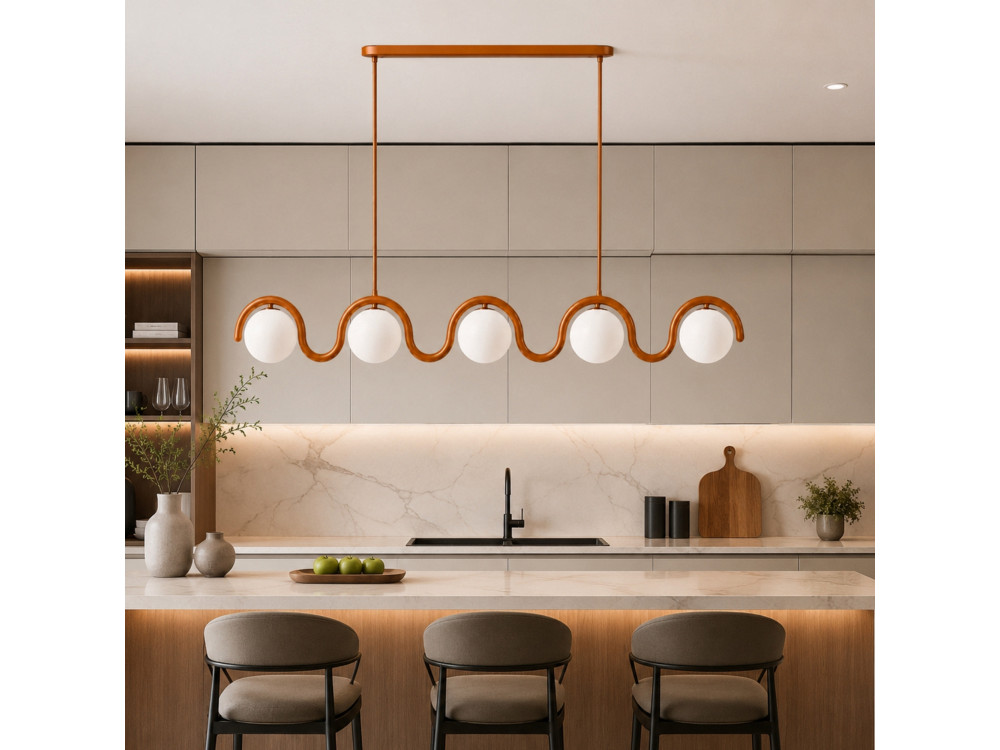 Metall-Kronleuchter „GEDIK-20444“ – 140 x 17 cm – Braun / Orange